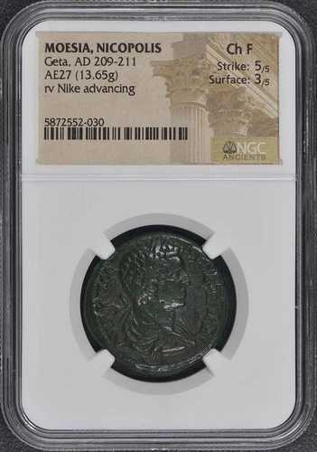 Geta, AD 209-211 MOESIA, NICOPOLIS AE27 NGC F15