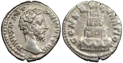 ディヴァス マルクス アウレリウス 西暦 180 年に死亡 デナリウス グッド VF CONSECRATIO #AC102978