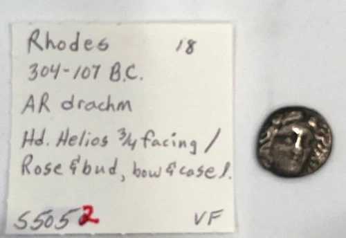古代ギリシャ　カリア　ロードス島　紀元前304-107年頃　ARドラクマ