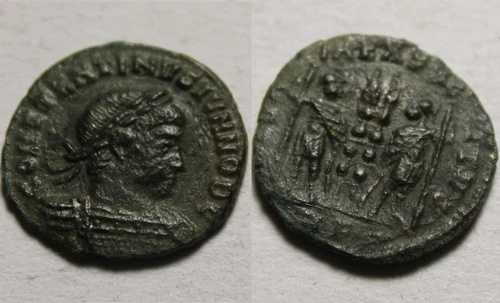 コンスタンティヌス2世 希少ローマ 古代ローマのオリジナルコイン 軍団兵士の旗