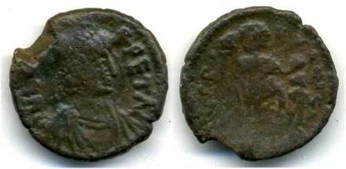 非常に珍しいレオ1世のAE2（紀元457-474年）SALVS RPVRLICA付き、ケルソン造幣局、ローマ帝国（