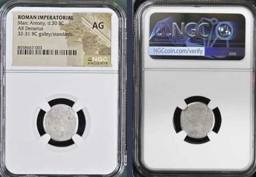 マルクス・アントニウス 紀元前30年 銀貨 デナリウス ローマ帝国軍団 NGC グレーディング認定