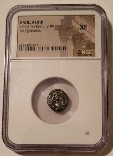 古代ガリア - ハエドゥイ 紀元前1世紀中頃 AR クィナリウス XF NGC