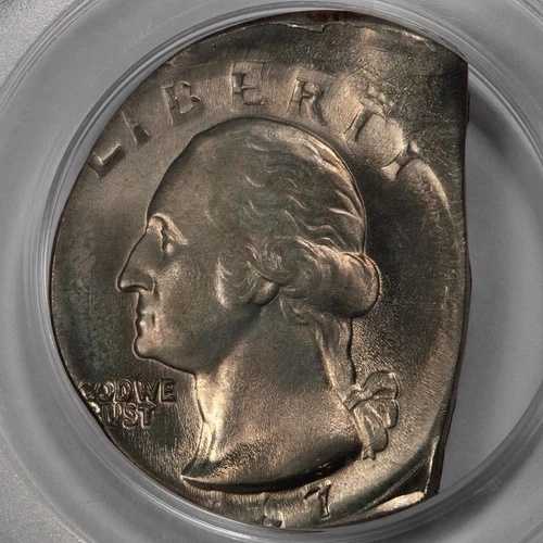 1967年 PCGS MS66 20%オフセンターオン12%ストレートクリップクォーターミントエラーレアコイン