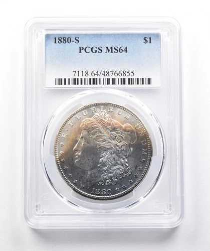 1880-S モルガン銀貨 MS64 PCGS ダークブルートーン *1182