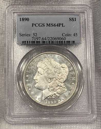 1890年 P モルガン シルバー ダラー PCGS MS64 PL プルーフ ブラストホワイト BU Unc Ms 64