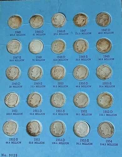 1946-1968-PDS ルーズベルト ダイム 56種類のコインセット + アルバム + シルバー CC0030 163,350円
