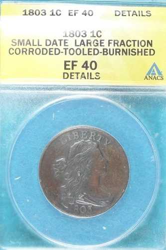 1803年 ANACS EF40 SM 日付 LG FRACTION 腐食-ツール-ドレープ胸像 LG セント! *E1847 163,350円