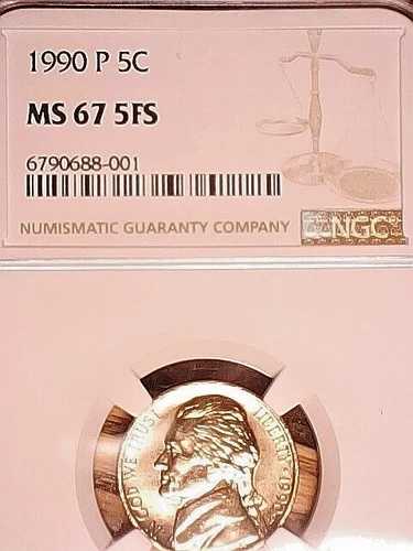 1990 P NGC MS67 5FS ジェファーソンニッケル