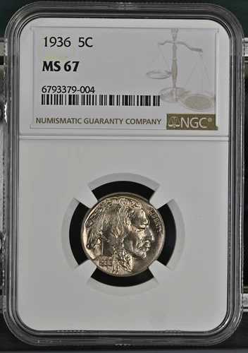 1936年 P バッファローニッケル NGC MS-67
