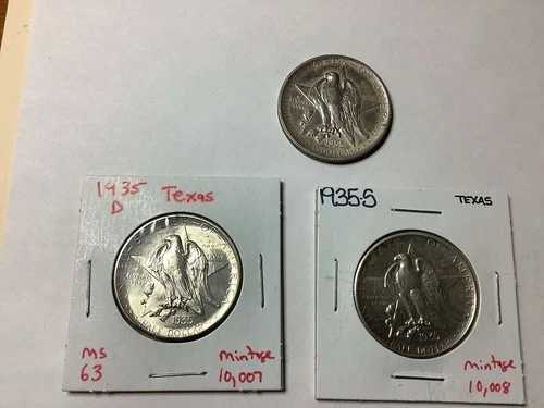 希少な1935年 P D S テキサス US シルバー記念ハーフドルセット/少量発行