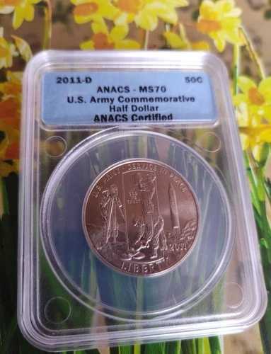2011年 D ハーフドル アメリカ陸軍記念コイン ANACS MS 70 非常に希少な50セント