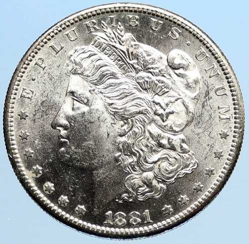 1881年代 アメリカ合衆国 シルバー モルガン アンティーク USドルコイン イーグル i96936