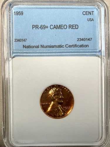 1959年リンカーン記念セント NNC プルーフ。69+ RD カメオ 定価 $2000.00