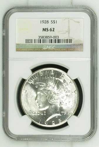 1928年ピースシルバーダラーNGC MS-62