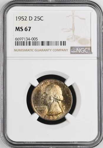 1952-D 25セント ワシントン クォータードル NGC MS67 6697134-005|WORLD RESOURCE【QUEEN店】