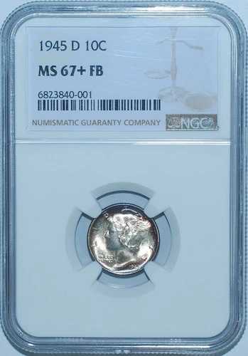 1945 D NGC MS67+FB フルバンド マーキュリーダイム｜WORLD RESOURCE【QUEEN店】