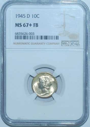 1945 D NGC MS67+FB フルバンド マーキュリーダイム|WORLD RESOURCE【QUEEN店】
