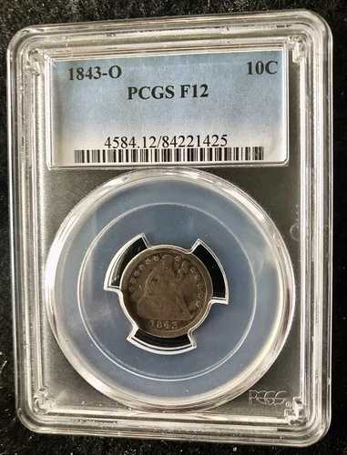 1843年-O 自由の女神座像 シルバーダイム 10C PCGS ファイン 12 F12 タイプ 3 星面希少-|WORLD RESOURCE【QUEEN店】
