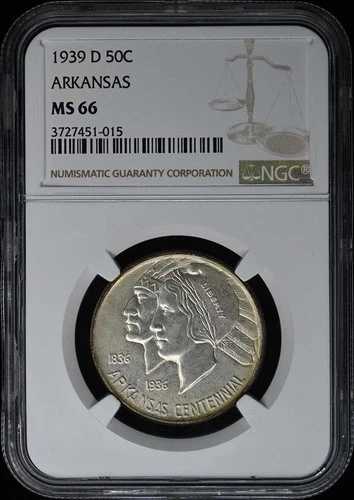 ARKASNAS 1939-D シルバー記念 50C NGC MS66|WORLD RESOURCE【QUEEN店】