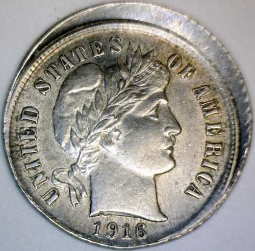 1916年代 中心から外れたエラー バーバー シルバー ダイム 未使用/中古コイン 初期O/Cロット NR