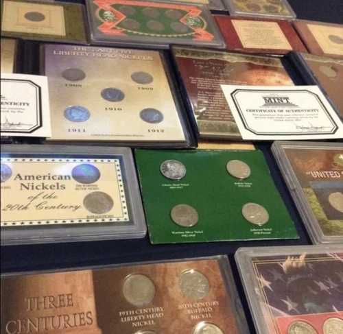 1890年代から2000年代にかけての貴重なケース入りニッケル貨コレクション - 銀貨、バッファロー貨、リバティV貨