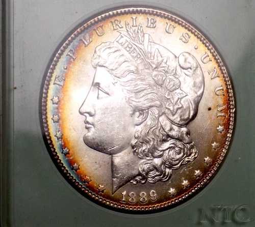 モーガン シルバードル 1889 モンスター レインボー エンドロール WOW コイン BU++++ スラブ