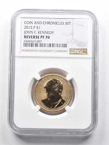 裏面 PF70 2015-P ジョン・F・ケネディ大統領 1ドル硬貨＆クロニクル NGC *1414