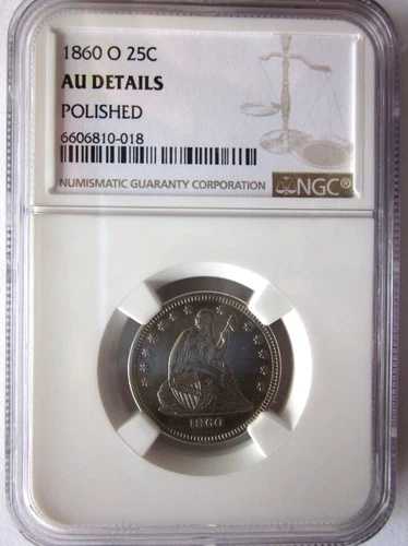 1860-O 自由の女神像 25ドル硬貨 ニューオーリンズ造幣局 NGC AU DECENT