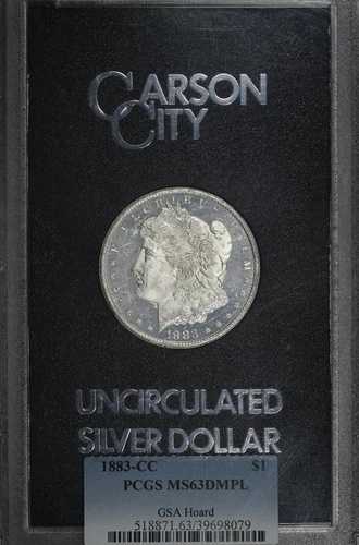 1883-CC GSA モルガン・ダラー PCGS MS-63 DMPL オリジナルボックス＆カード付き