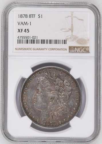NGC VAM -1 XF 45,1878 8TF モーガン ドル $1