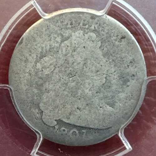 1807年製 10セント ドレープ胸像 ダイム。紋章付き鷲。PCGS FR02 CAC。KM# 31