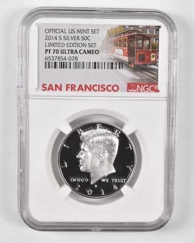 2014-S シルバー PF70 UCam ケネディ ハーフダラー NGC 限定版 SF ラベル