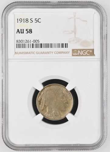 1918-S バッファローニッケル AU58 NGC