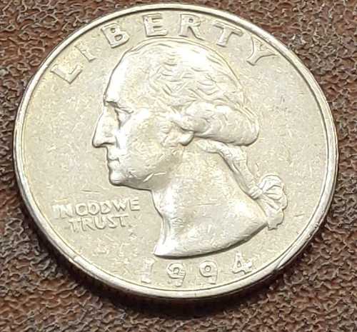 1994 年 素晴らしい 1 点物の 25 セント硬貨、ミント マークなし、非常に珍しいエラーあり!!!