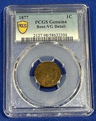 1877年 インディアンヘッド PCGS ベントVGディテール ペニー 1セント