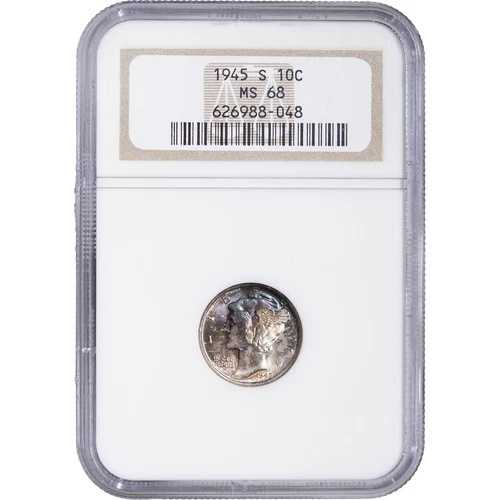1945-S 10セント マーキュリーダイム ~ NGC MS 68 - 良好な色調