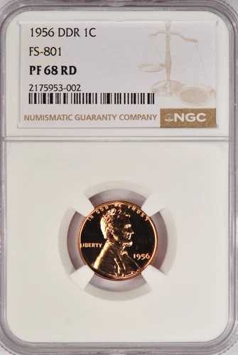 1956年 リンカーン ウィートセント プルーフ DDR FS-801 NGC PF 68 RD PR68RD ジェムコイン 1セント