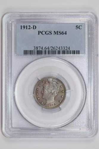 1912-D リバティ V ニッケル PCGS MS64
