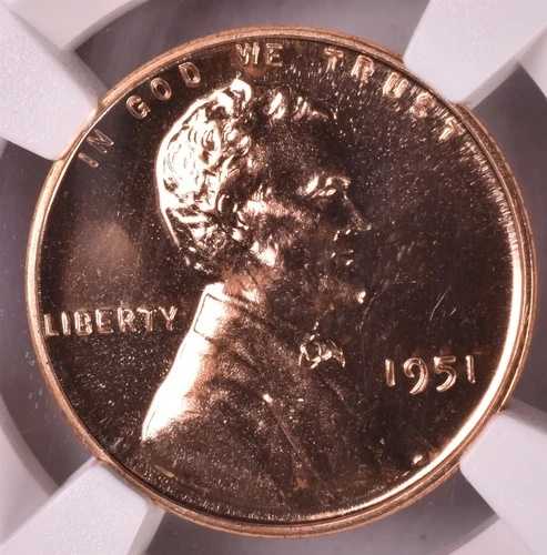 1951年リンカーン・ウィート・ペニー・セント - NGC PF68 RD