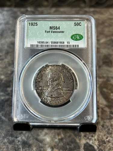 1925年 フォートバンクーバー MS64 CAC 記念ハーフドル 50セント 非常に良好な色調