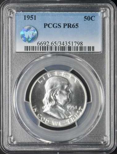 1951年 フランクリン シルバー ハーフダラー - PCGS PR65 - サイトホワイト - ?COINGIANTS?