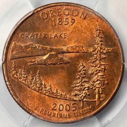 2005 D PCGS MS62 クラッド層欠落 オレゴン州 メジャーミントエラー 赤銅色 ワオ