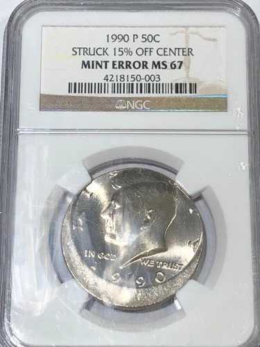 1990-P JFK ハーフダラー NGC ミント エラー MS 67 15% オフセンター* 158,950円