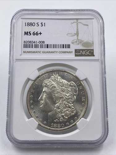 1880-S モルガン銀貨 NGC MS 66+