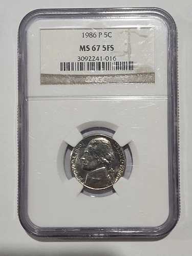 1986-P 5c MS 67 FS ジェファーソン ニッケル NGC PCGS-