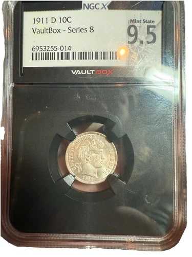 1911-D 10C NGC MS65 バーバーダイム ボールトボックス ミントステート 9.5 シリーズ8