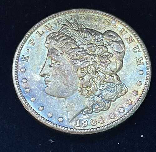 1904-P ほぼプルーフ状のナチュラルトーンのモルガンシルバー1ドルキー。日