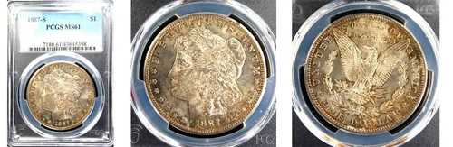1887-S $1 MS61 PCGS-モルガン・ダラー