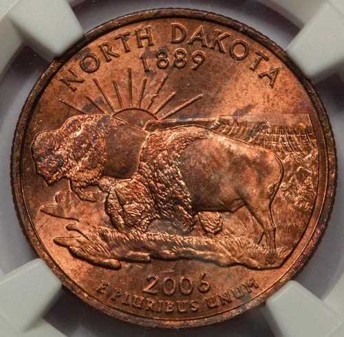 2006 NGC MS64 クラッド層欠落 ノースダコタ クォーター ミントエラー レッドカッパー